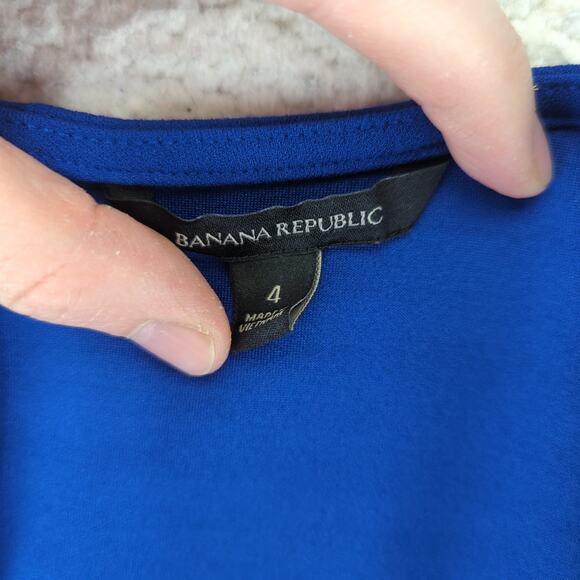 Banana Republic Cobalt Blue Short Sleeve Dress Laser Cut Ponte Women's Size 4 - Picture 7 of 9